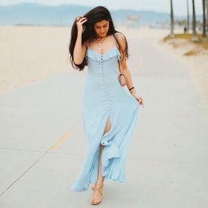 Cami Button Front Maxi In Periwinkle